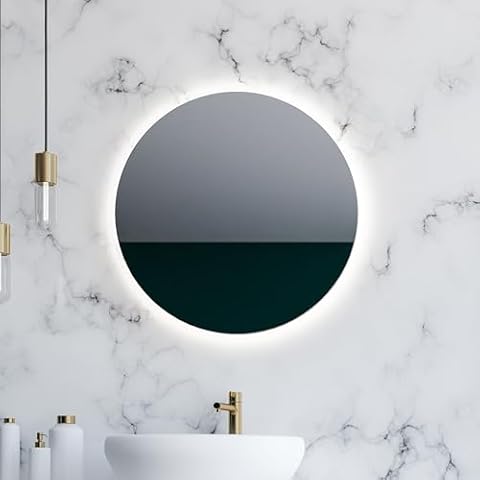 Pebble Grey Halo Backlit Bathroom Mirror with Demister Cover