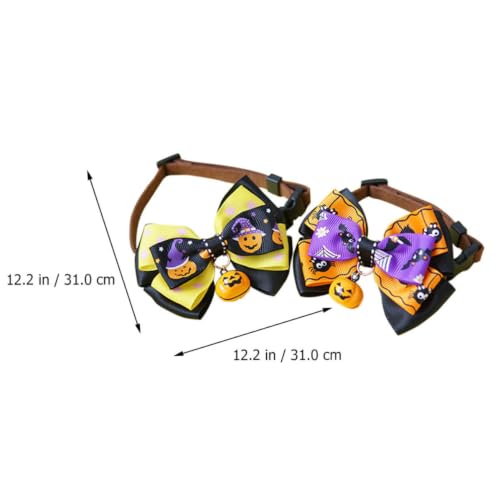 Collar de Halloween para gatos y perros pequeños pack de 2 pajaritas ajustables 3