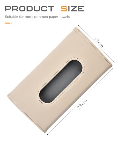 Flaconi Auto Taschentuchbox,Auto Visier Halter für Tissue,Taschentuchspender für Visier,Sonnenblende Taschentuchbox Halterung,Geeignet für die meisten Automobile,Lastwagen,Boote,Wohnmobile (Beige)