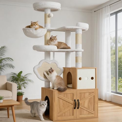 Casa para gatos Heybly con caja de arena 64 pulgadas miniatura 1