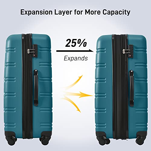 Durable Lightweight 4-Piece Hardshell Luggage Set with Spinner Wheels, Blue, 16" to 28" Sizes4