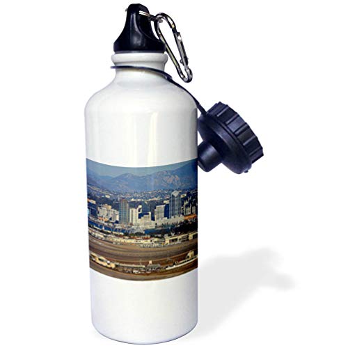 3dRose "San Diego Downtown" Sports Water Bottle, 21 oz, White