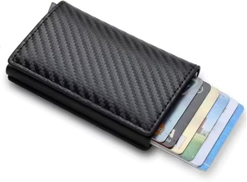 Carteira Porta Cartão Masculina Slim em Couro Legítimo Antifurto com Proteção RFID Pop-Up Compacta com Design Moderno Ideal para Cartões Dinheiro Clonagem Leve Resistente Durável