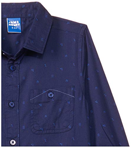 Image of Amazon Brand - Jam & Honey Solid Regular Fit Boys 100% Cotton Printed Full Sleeves Shirt | Age 2-12 Years