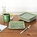 vicrays Ceramic Square Plates Set of 6 - Large Porcelain 10 inch Dinner Plates for Steak Pasta Pizza - Microwave Oven and Dishwasher Safe - Green