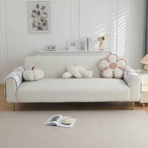 Image of HOKIPO Printed Waterproof + Anti-Slip + Quick Dry Sofa Armrest Cover with Pockets (2Pcs), Abstarct Pale Grey (AR-5237-P7-L*2)