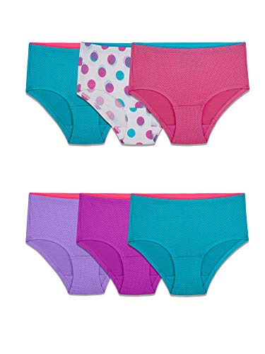 Fruit of the Loom Girls' Big Breathable Micro-Mesh Underwear (Pack of 6), Micro-Mesh
