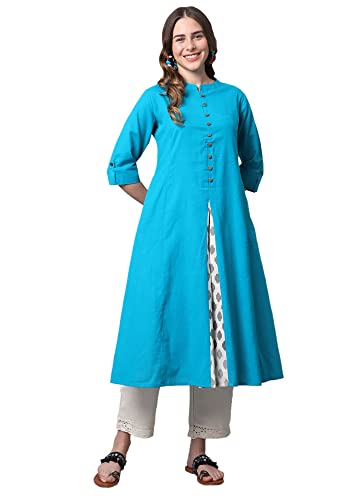 Image of Pistaa's Women's Cotton Regular Fit Casual Kurta