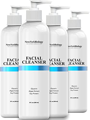 New York Biology Face Wash with Hyaluronic Acid â€“ Acne Face Cleanser - Exfoliating Face Wash Moisturizer â€“ Anti Aging Facial Cleanser Helps Improve Wrinkles and Fine Lines â€“ 8 Fl Oz - Pack of 4