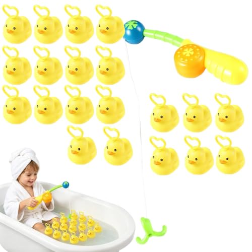 20 Pieces Duck Fishing Toy Hook A Duck Game - Paddling Pool Squeezing Toy With Hook Bath Fishing Game Ducks - For Kids Boys Girls Kindergarten Daycare Preschool Home Playroom