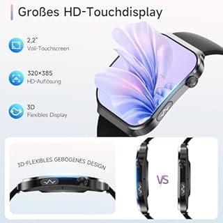 Lgnitek 2026 Neu Smartwatch Herren Damen mit EKG+HRV/BMI/Harnsäure/Mikro-Gesundheitscheck, 2,2" Upgrade 3D-Curved-Display Gesundheitsuhr mit 24H Herzfrequenz Blutdruck Schlafmonitor für Android/iOS