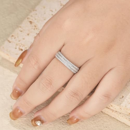 Curved Moissanite Wedding Band for Women D Color VVS1 Eternity Engagement 925 Sterling Silver Rings Size 5-104