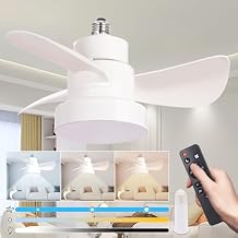 Socket Fan Light with Remote, 14 IN Dimmable Fan Light, CCT Adjustable from 3000K-6000K, 1200LM Led Light Bulbs for Bedroom, Kitchen, Living Room