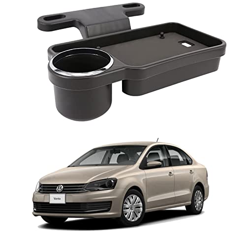 Image of Oshotto (FT-04) Foldable Car Auto Headrest Rear Back Seat Table Drink Food Cup Tray Holder Compatible with Volkswagen Vento - Black