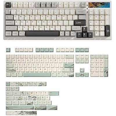 YUNZII YZ98 Gasket Mechanical 99 Key Hot Swappable Keyboard(Milk Switch, White), Spring Tea Dye Sub PBT Keycaps(Cherry Profile, Spring Tea)