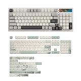 YUNZII YZ98 Gasket Mechanical 99 Key Hot Swappable Keyboard(Milk Switch, White), Spring Tea Dye Sub PBT Keycaps(Cherry Profile, Spring Tea)