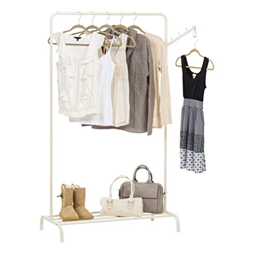 IRIS USA Elegante de pie, ropa de metal, estilo boutique, moderno, blanco