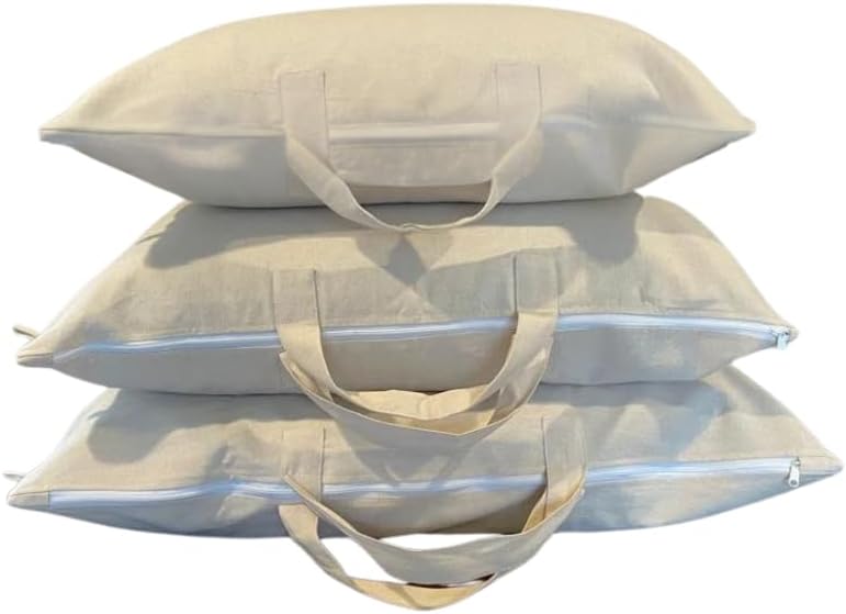 Canvas Pillow Bag for Home and Travel, Blanket Bag, Storage Bag, Multi-Use for Home and Garden Pack of 2 (Off-White, Standard (20 x 26) Inches)