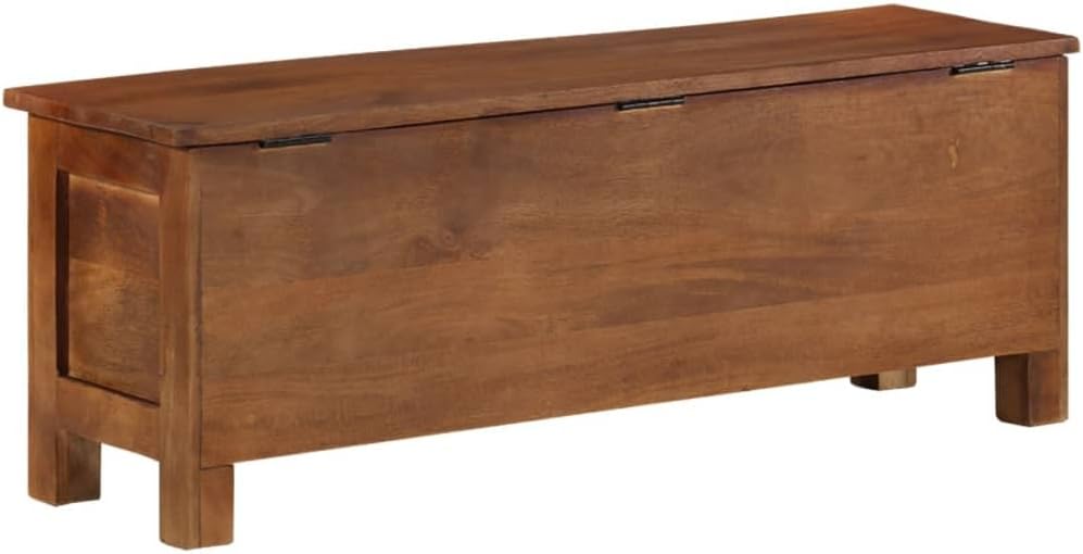 Brown Solid Mango Wood Storage Chest Box, 43.3in Rectangular Trunk for Living Room, Blanket Chest, Polished Finish