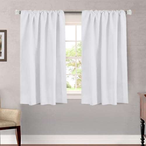 Image of H.VERSAILTEX White Curtains Thermal Insulated Window Treatment Panels Room Darkening Privacy Assured Drapes for Living Room Back Tab /Rod Pocket Bedroom Draperies, 52 x 45 Inch, 2 Panels