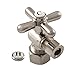 Kingston Brass CC53308X Vintage 5/8-Inch X 3/8-Inch OD Compression Angle Stop with Cross Handle , 2-1/8-Inch, Satin Nickel