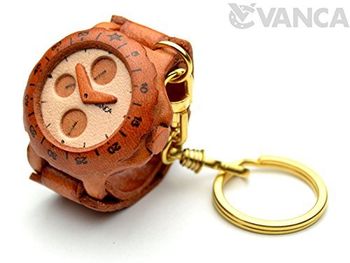 Montre porte-clés en cuir véritable VANCA le cadeau artisanal japonais idéal