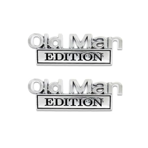 2Pcs Old Man Edition Car Stickers Emblem Metal Badge Bumper Decals for Cars Truck SUV Side or Rear Tailgate Name Plate Sticker (Chrome Black)