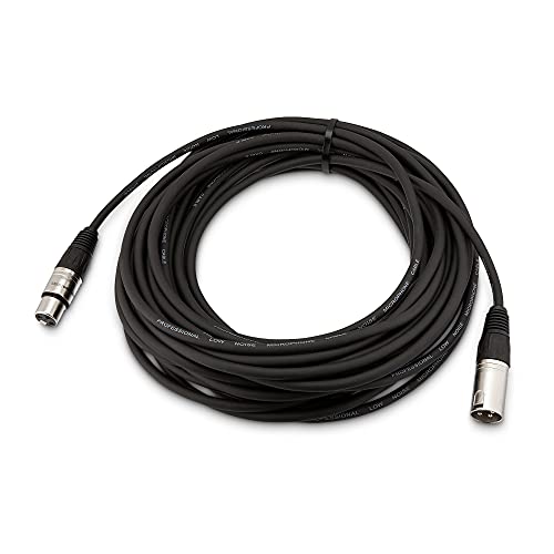 Image of Amazon Basics XLR Microphone Cable for Speaker or PA System, Recording Studio, All Copper Conductors, 6MM PVC Jacket, 50 Foot, Black