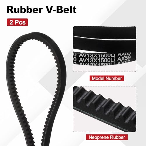 Image of AX59 Belt, Raw Edge Cogged Industrial Rubber EPDM V-Belt, Pack of 2 | 1 /2 inch(13mm) Width x 59 inch(1500mm) Inside Circumference x 5 /16 inch(8mm) Height