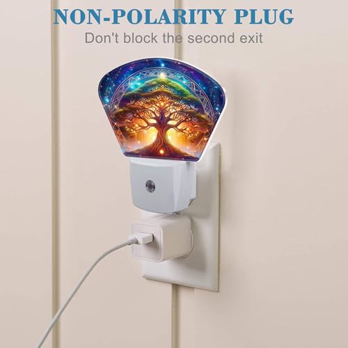 Image of Fantasy Tree of Life Night Light Tree in Milky Way Nightlight Plug into Wall with Dusk to Dawn Sensor for Kid Girls Boys Women Men Room, Hallway, Kitchen, Bathroom, Stairs Decor