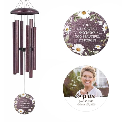 Image of ASTARIN Personalized Deep Tone Wind Chime Memorial, Customized Sympathy Wind Chimes, Memory Wind Chimes for Loved Ones Lost, Bereavement Gifts Windchimes Outdoor, Produced in Texas