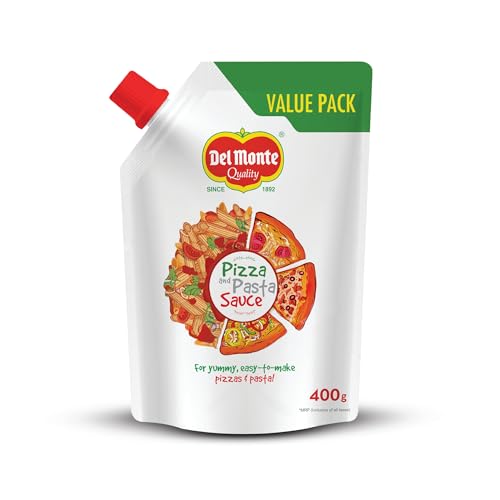 Del Monte Pizza And Pasta Sauce, 400 G | Premium Italian Sauce| 100% Fresh Ingredients | No Added Preservatives, Chemicals, Colors & MSG | Suitable for All Pasta Shapes & Macaroni