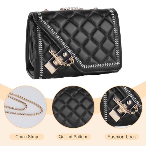 Aiqudou Quilted Crossbody Bag for Women - Leather Shoulder Bag Fashion Chain Small Purse4