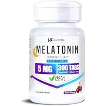 Healthfare Melatonin 5mg | 300 Fast Dissolve Tablets | Berry Flavor | Vegan, Non-GMO, Gluten-Free | Made in the USA