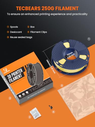 Image of TECBEARS PLA Filament Bundle, 2kg Bundle, J2501, 0.25kg /Spool, 8 Packs
