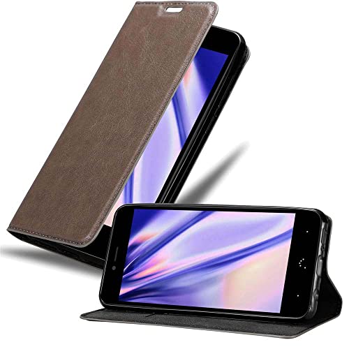 Cadorabo Funda Libro para BQ Aquaris U Plus en MARRÓN CAFÉ - Cubierta Proteccíon con Cierre Magnético, Tarjetero y Función de Suporte - Etui Case Cover Carcasa