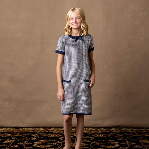 Hope & Henry Girls' Cable Knit Peter Pan Collar Sweater Dress2