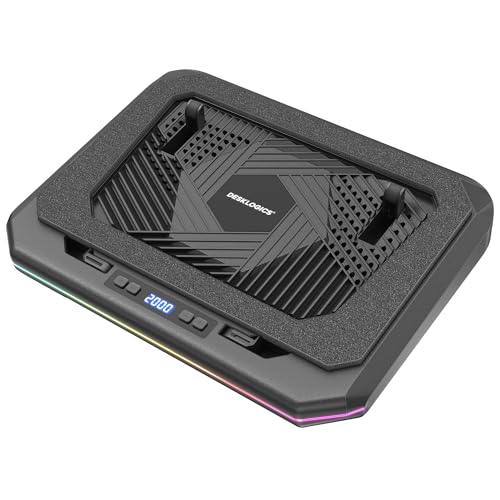 Image of Laptop Cooling Pad, Quiet Turbo Fan Laptop Cooler for 12-19 Inch Gaming Laptop and MacBook, Height Adjustable Laptop Cooling Stand with RGB Light, Sealed Airflow Cooler Pad, USB Powered