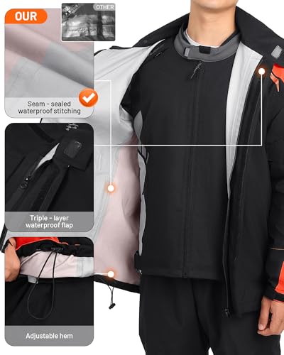 Oumurs Motorcycle Rain Suit For Men & Women Waterproof Motorcycle Rain Gear Fishing Riding Golf Working Bike Hunting Camping Rain Coat thumb #3