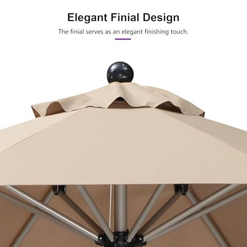 Image of PURPLE LEAF Patio Umbrella 8 FT Round Tilt Market Umbrella Aluminum Taupe