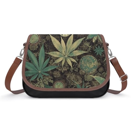 Women's Detachable Strap PU Leather Shoulder Bag Open Book And Light Printed with Inner Pocket