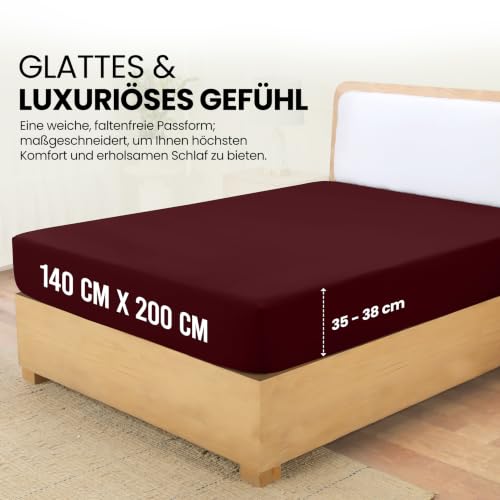 Utopia Bedding - Spannbettlaken 140x200cm - Burgunderrot – Ansicht 2