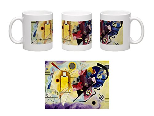 DìMò Art Tasse en céramique personnalisée Motif Wassily Kandinsky jaune, rouge et bleu