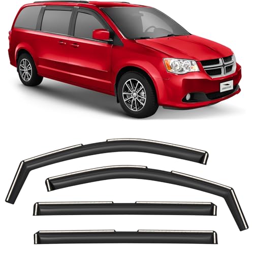 Voron Glass in-Channel Extra Durable Rain Guards for Dodge Grand Caravan 2008-2020, Window Deflectors, Vent Window Visors, 4 Pieces - 200506
