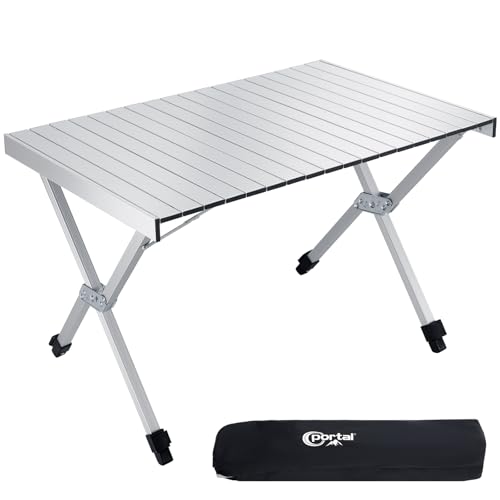 Portal Table Camping Pliante Réglable 108x71cm, Alu Robuste 100KG, 4-6 Personnes. Portable avec Sac pour Jardin, Pique-Nique, Barbecue