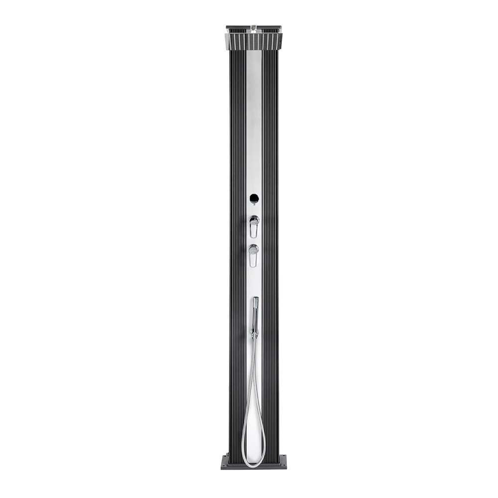 Formidra - Douche Hybride Dada Straight 40L - DS-D463NX - Douche Extérieure avec Raccords Eau Chaude/Froide, Douchette Amovible et Pomme de Douche Anti-calcaire - Anthracite Aluminium - 32.4x14x228cm