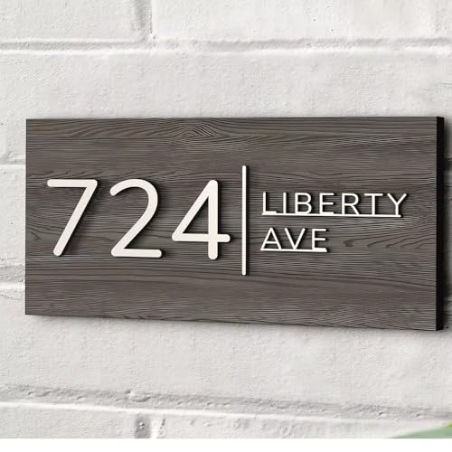 Numero Civico Decorativa Da Parete In Legno 3D Personalizzata Con Nome, Targhe Per Esterno Con Numero Civico, Decorazione Della Parete Di Casa, Barra, Placche Della Porta Del Negozio(40 * 25CM)