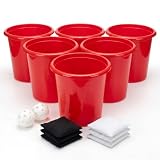 Giant Yard Pong Set - Indoor & Outdoor Giant Pong Yard Game - 12 Large Buckets, 2 Wiffle Balls (airfree), 6 Bean Bags & Carry Bag - Portable Yard Games for Adults and Family - Camping or Beach Pong