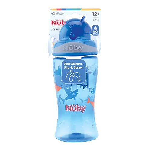 Nûby Flip-It Straw Cup for Children Drinking Bottle with Straw for Toddlers BPA-Free, Blue, 360 ml, 12+ Months - Image 3