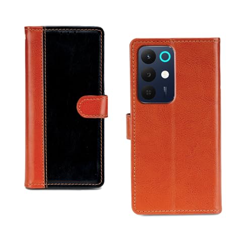 Image of amazon basics Realme 15X 5G Flip Cover | Card Pockets Wallet & Stand | Flip Cover for Realme 15X 5G (Beige and Black)